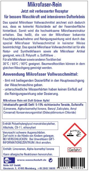 Mikrofaser Rein Spezial Vollwaschmittel Grüner Apfel